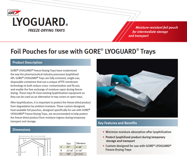 Data sheet for GORE LYOGUARD Foil Pouches