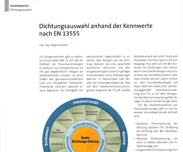 Fachartikel: Dichtungsauswahl anhand der Kennwerte nach EN 13555