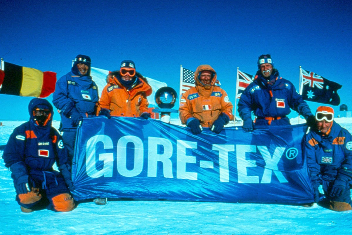Group of people who traversed Antarctica wearing GORE-TEX outerwear.
