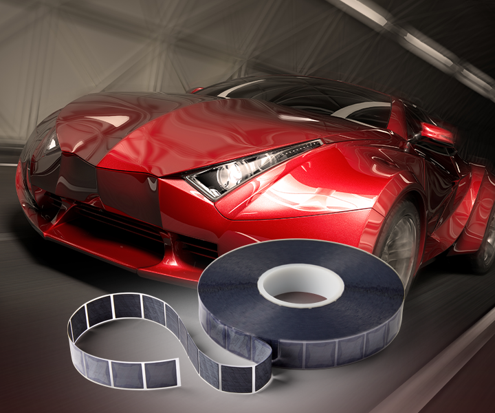 Image of red car and product representing GORE Automotive Vents for headlamps