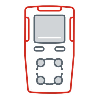 Stilisierte Abbildung eines elektrochemischen Gassensors wie in der obigen Infografik verwendet.