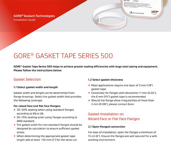 Installation - GORE Dichtungsband Serie 500