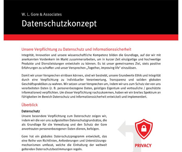 First page of our data protection approach document