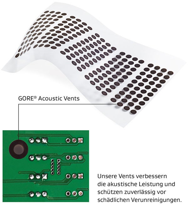 In industriellen Anwendungen halten GORE® Acoustic Vents rauen Umweltbedingungen stand und verbessern gleichzeitig die akustische Leistung.