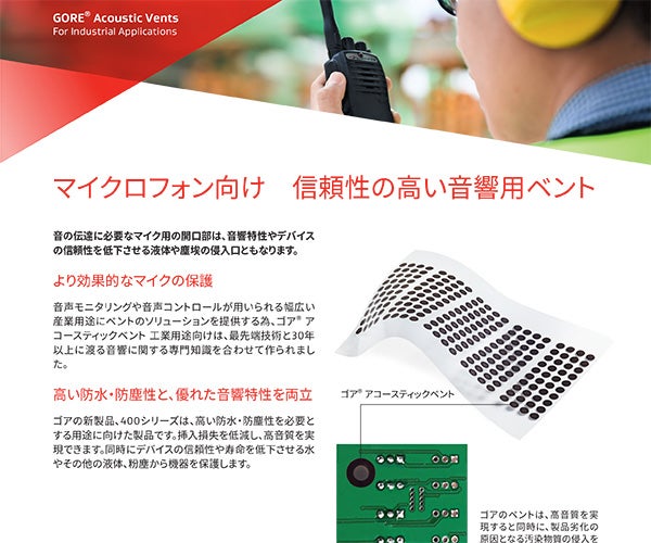 ゴア®アコーステイックベント工業用途向けマイク